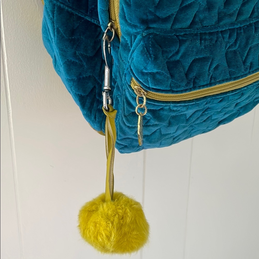 Betsey Johnson Quilted Backpack with Yellow Pom Pom - Picture 5 of 8